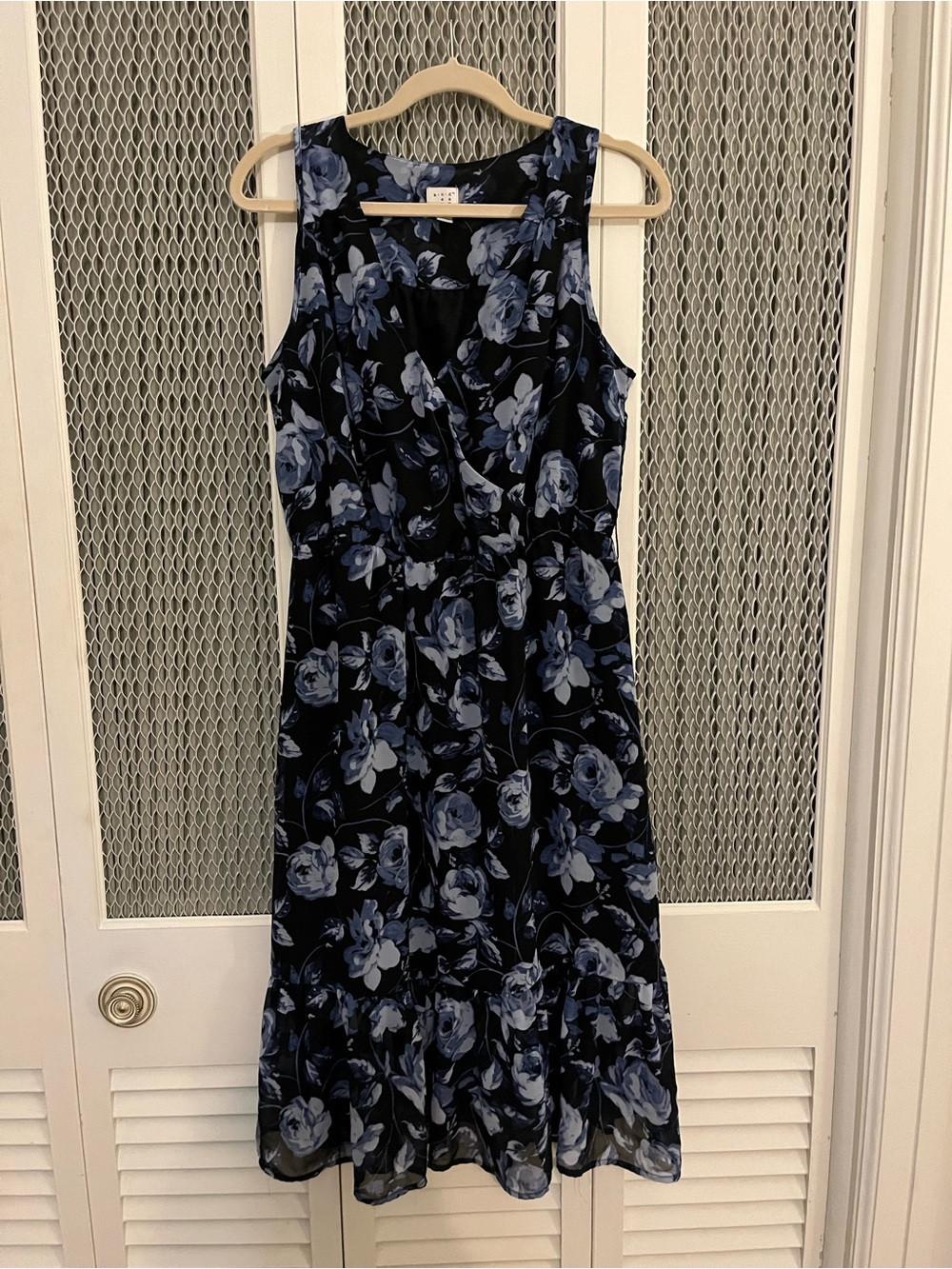 a new day Black & Blue Floral Midi Dress